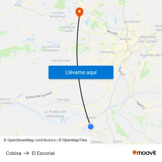 Cobisa to El Escorial map