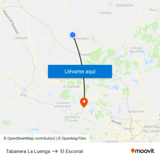 Tabanera La Luenga to El Escorial map