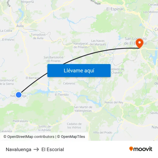Navaluenga to El Escorial map