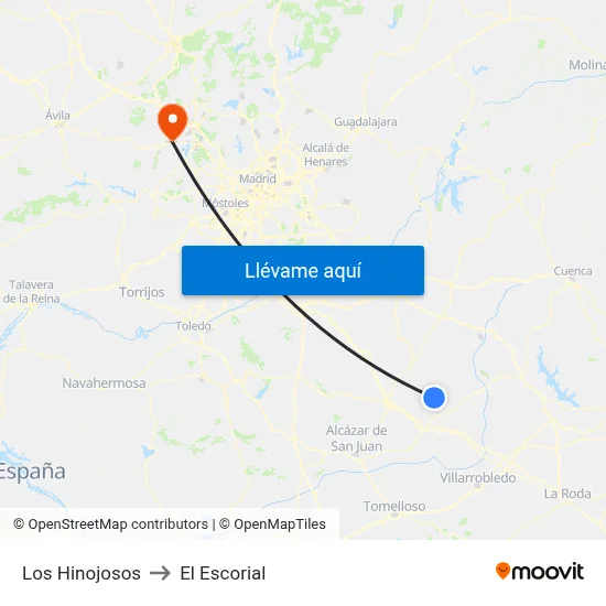 Los Hinojosos to El Escorial map