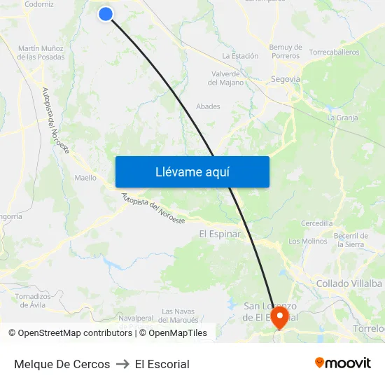 Melque De Cercos to El Escorial map