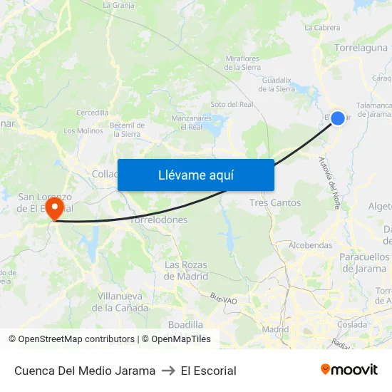 Cuenca Del Medio Jarama to El Escorial map