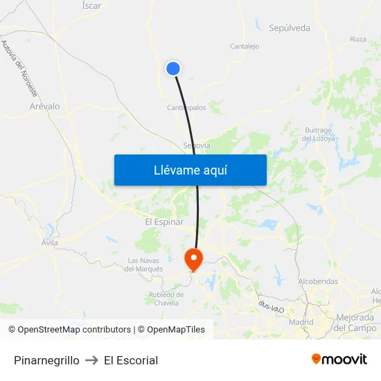 Pinarnegrillo to El Escorial map