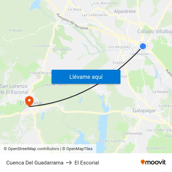 Cuenca Del Guadarrama to El Escorial map