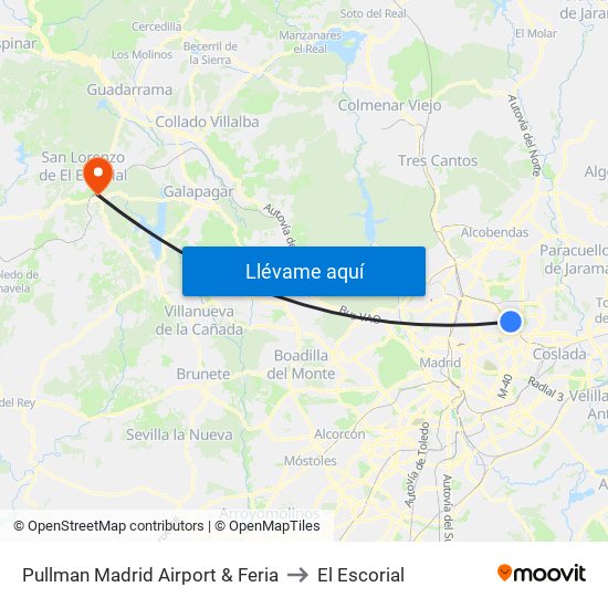 Pullman Madrid Airport & Feria to El Escorial map