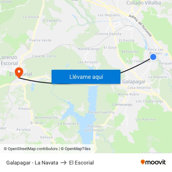 Galapagar - La Navata to El Escorial map