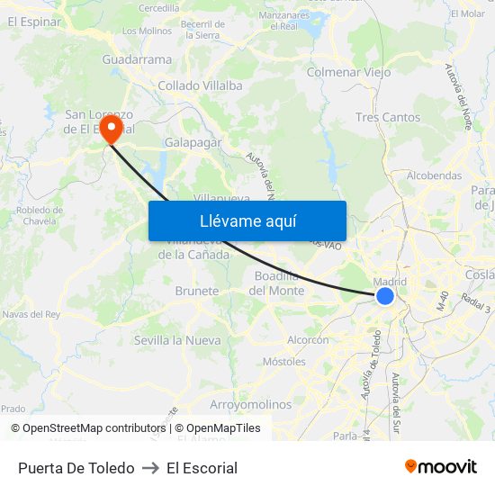 Puerta De Toledo to El Escorial map