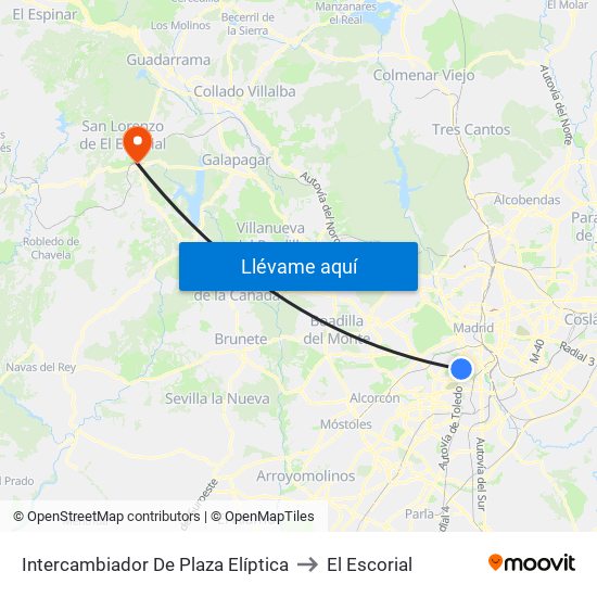 Intercambiador De Plaza Elíptica to El Escorial map