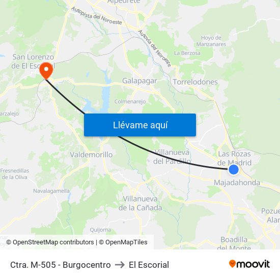 Ctra. M-505 - Burgocentro to El Escorial map