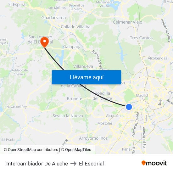Intercambiador De Aluche to El Escorial map