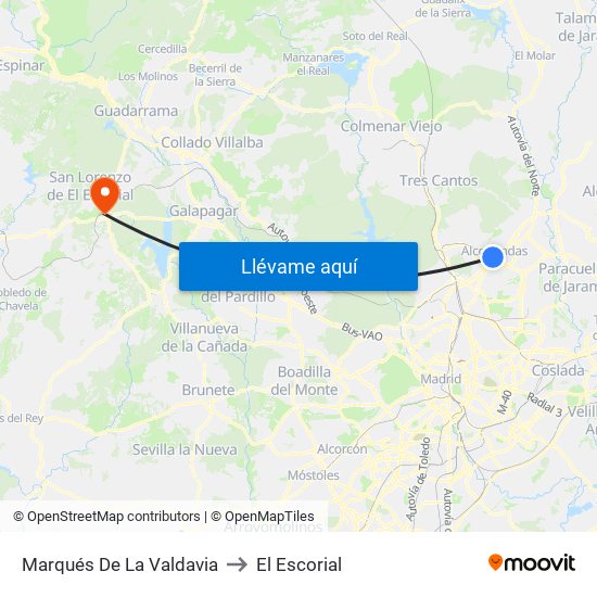 Marqués De La Valdavia to El Escorial map