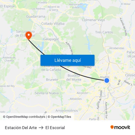 Estación Del Arte to El Escorial map