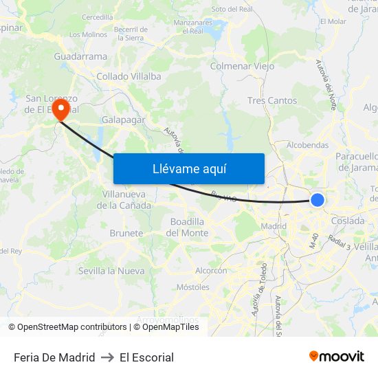 Feria De Madrid to El Escorial map