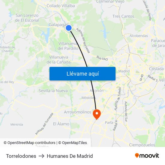 Torrelodones to Humanes De Madrid map