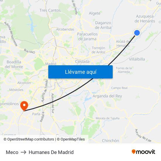 Meco to Humanes De Madrid map