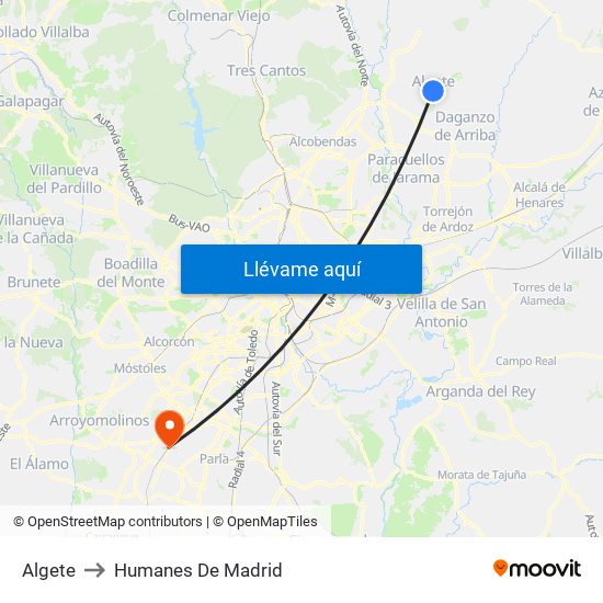 Algete to Humanes De Madrid map