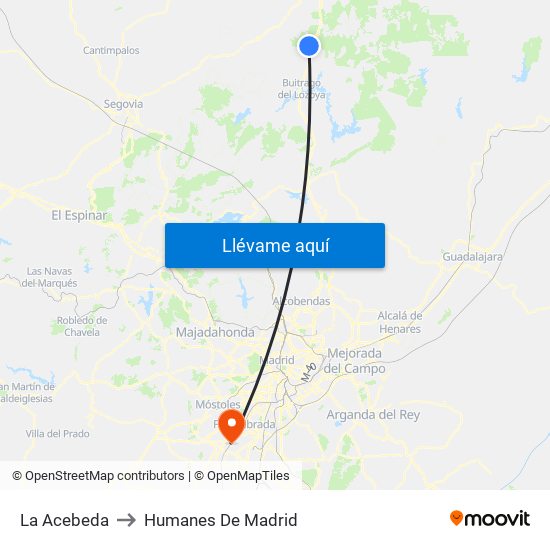 La Acebeda to Humanes De Madrid map