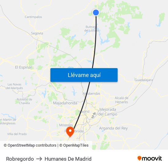 Robregordo to Humanes De Madrid map