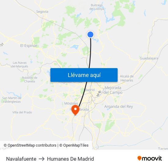 Navalafuente to Humanes De Madrid map