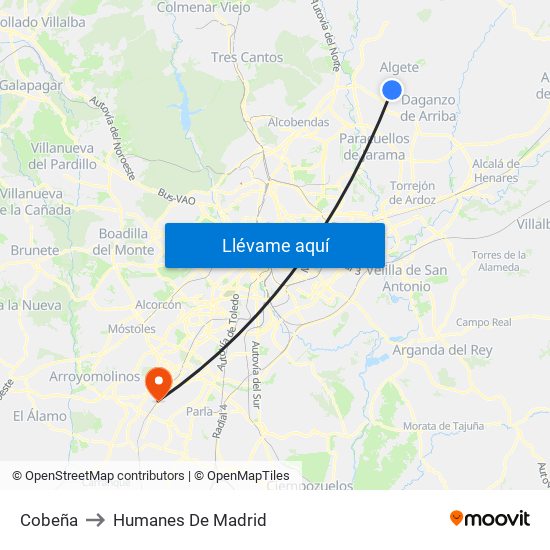 Cobeña to Humanes De Madrid map