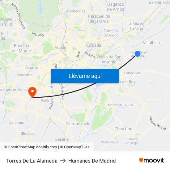 Torres De La Alameda to Humanes De Madrid map