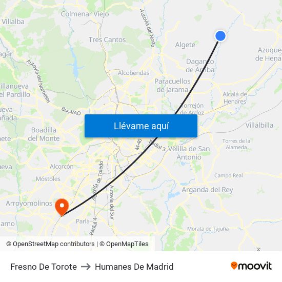 Fresno De Torote to Humanes De Madrid map