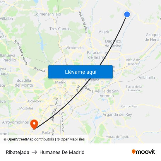 Ribatejada to Humanes De Madrid map
