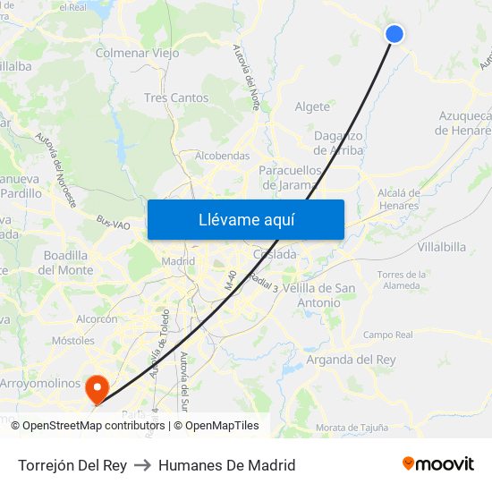 Torrejón Del Rey to Humanes De Madrid map