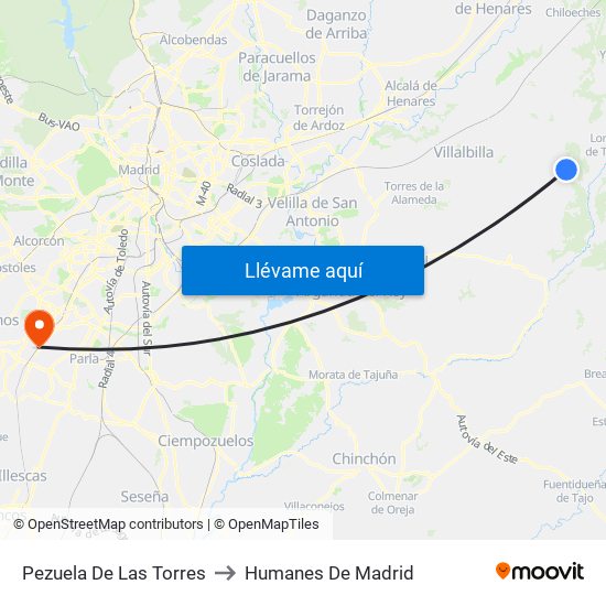 Pezuela De Las Torres to Humanes De Madrid map