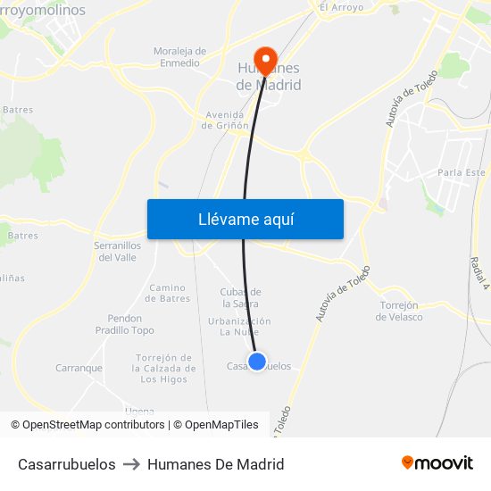 Casarrubuelos to Humanes De Madrid map