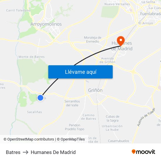 Batres to Humanes De Madrid map