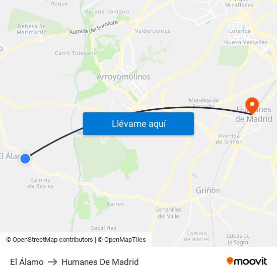 El Álamo to Humanes De Madrid map