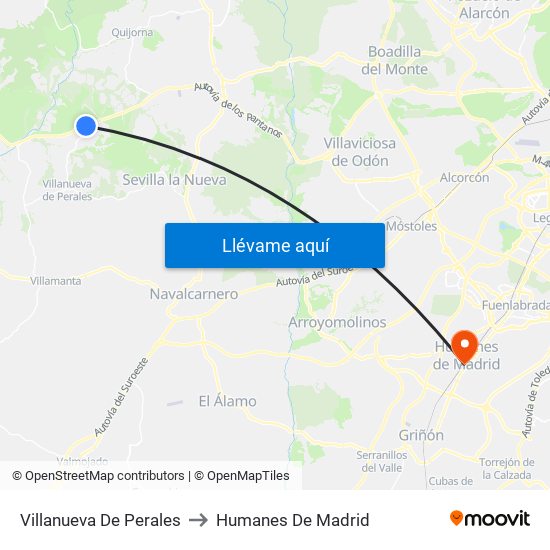Villanueva De Perales to Humanes De Madrid map