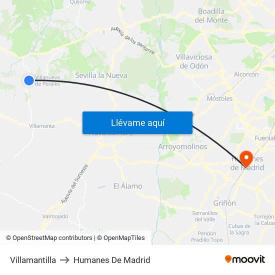 Villamantilla to Humanes De Madrid map