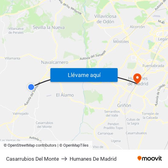 Casarrubios Del Monte to Humanes De Madrid map