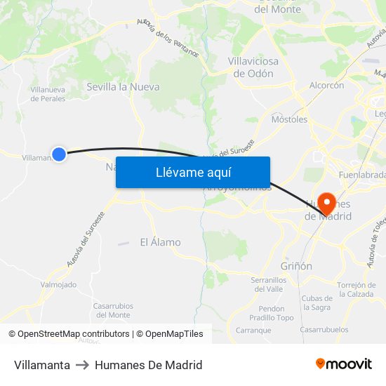 Villamanta to Humanes De Madrid map