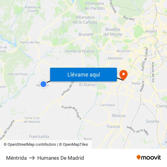 Méntrida to Humanes De Madrid map