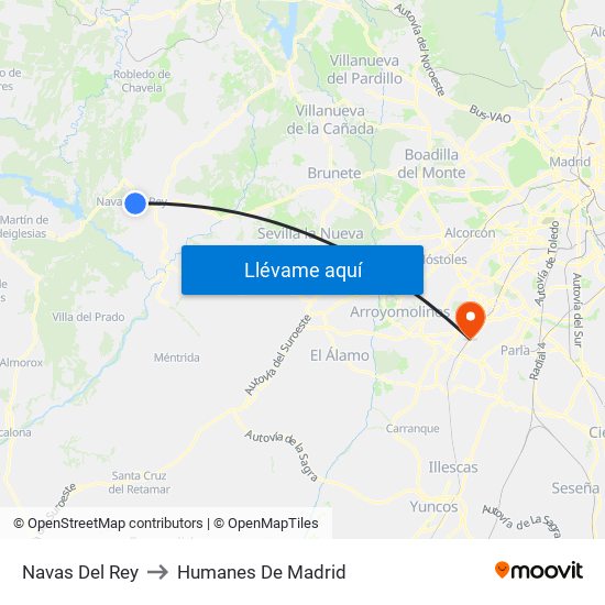 Navas Del Rey to Humanes De Madrid map