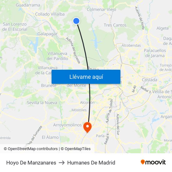 Hoyo De Manzanares to Humanes De Madrid map