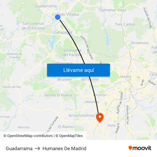 Guadarrama to Humanes De Madrid map