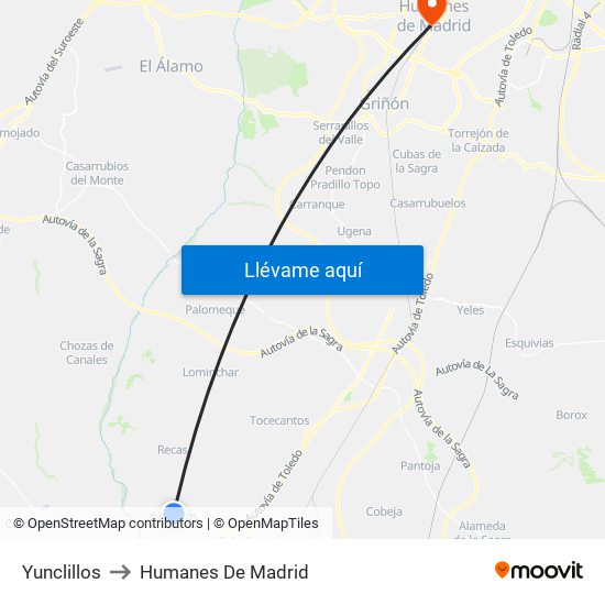 Yunclillos to Humanes De Madrid map