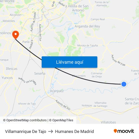 Villamanrique De Tajo to Humanes De Madrid map