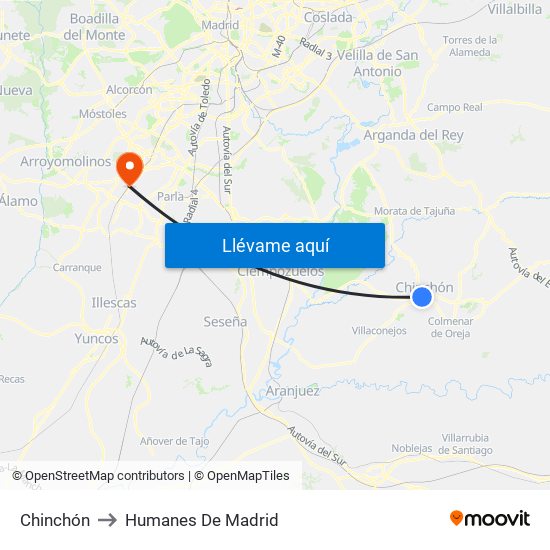 Chinchón to Humanes De Madrid map