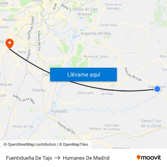 Fuentidueña De Tajo to Humanes De Madrid map