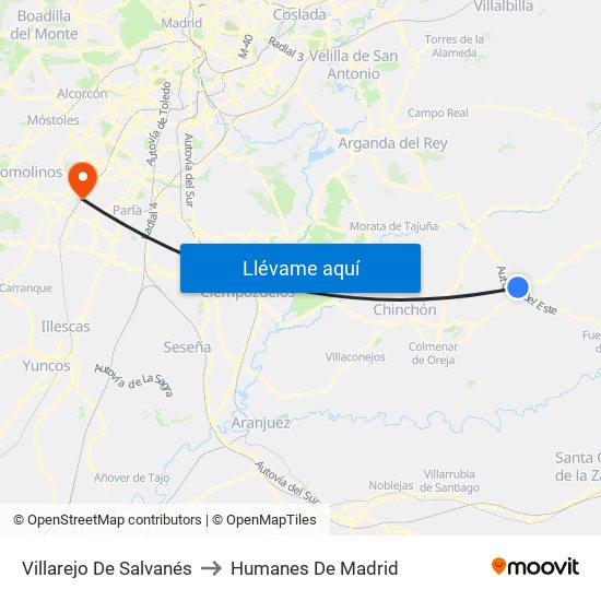 Villarejo De Salvanés to Humanes De Madrid map