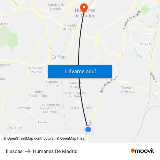 Illescas to Humanes De Madrid map
