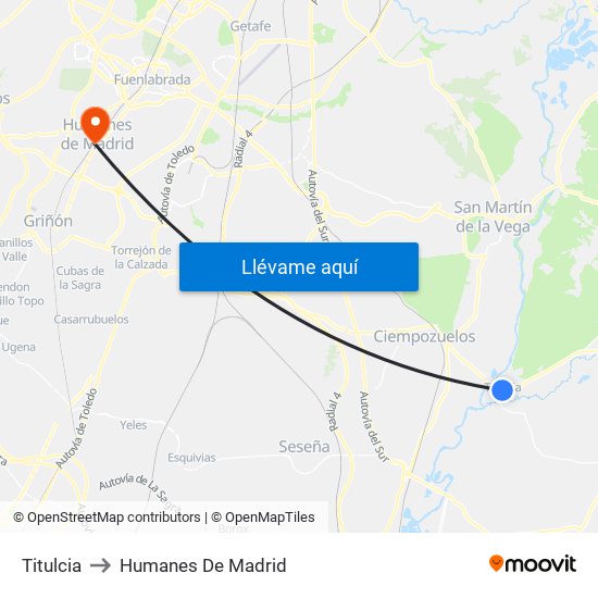 Titulcia to Humanes De Madrid map