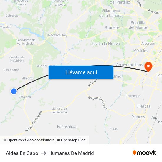 Aldea En Cabo to Humanes De Madrid map