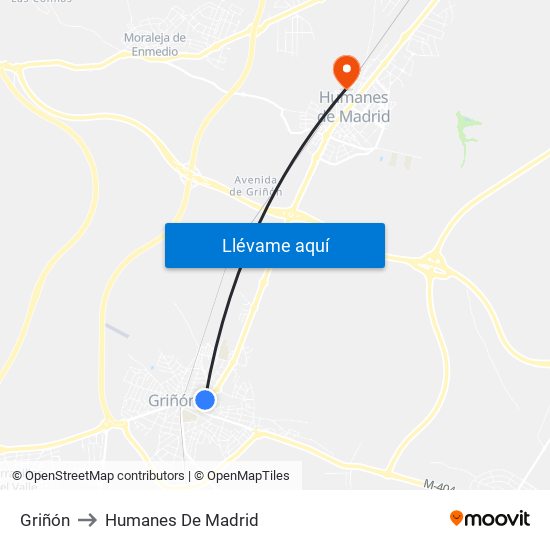 Griñón to Humanes De Madrid map