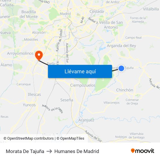 Morata De Tajuña to Humanes De Madrid map